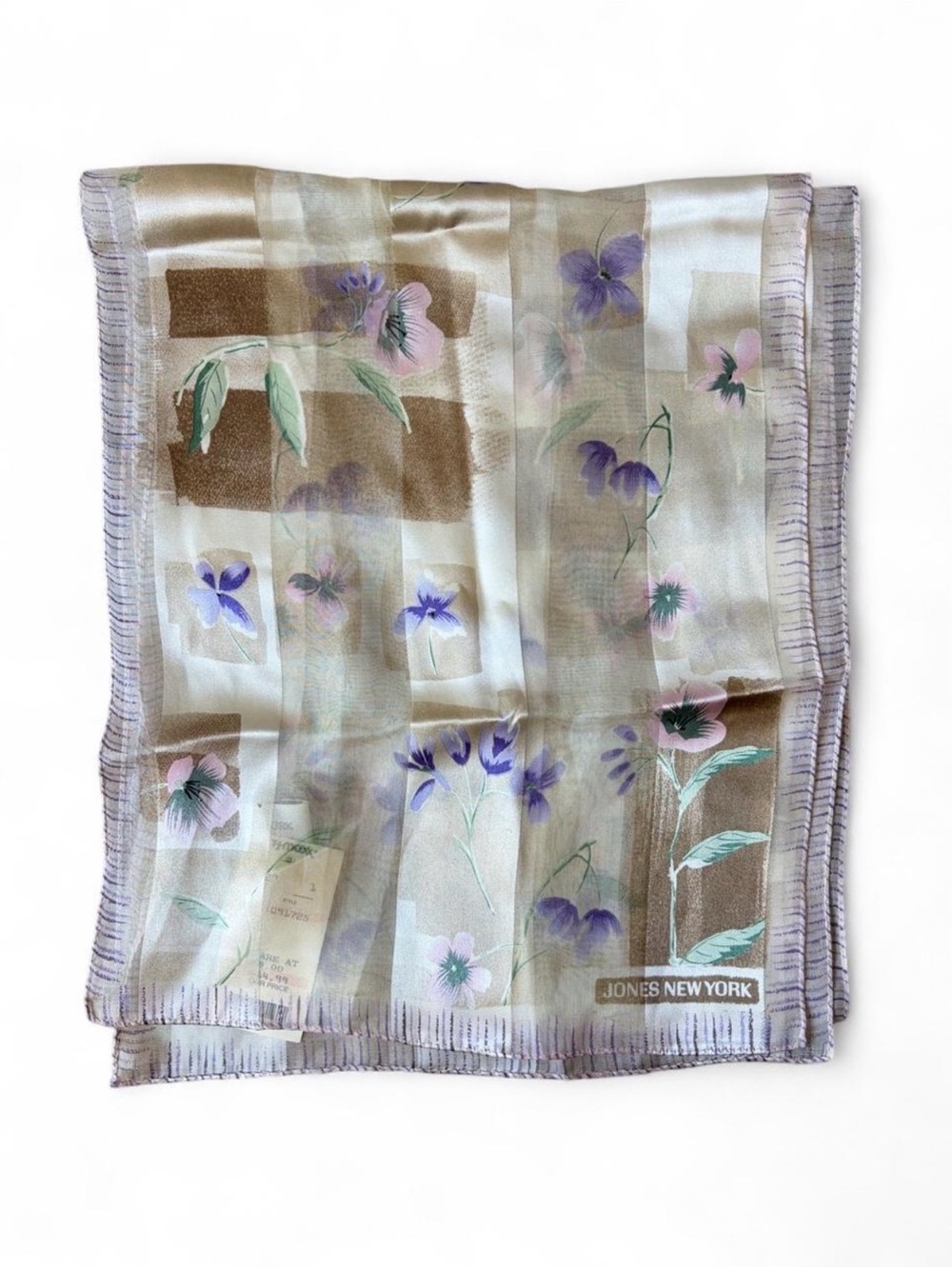 Jones New York Vintage Silk Semi Sheer Floral Patterned Lightweight Scarf
